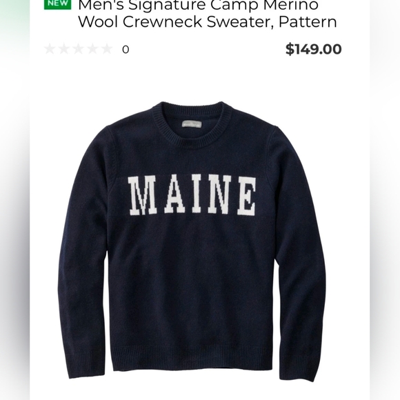 LL Bean Signature Merino Wool Men's Crewneck Sweater NWT XL Reg
